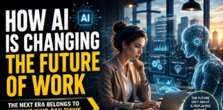 Human professionals working alongside artificial intelligence technology represent how AI is changing the future of work.