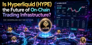 Hyperliquid ecosystem visualization featuring advanced on-chain trading platforms, decentralized liquidity flows, perpetual futures markets, and futuristic blockchain infrastructure powering the future of crypto finance.