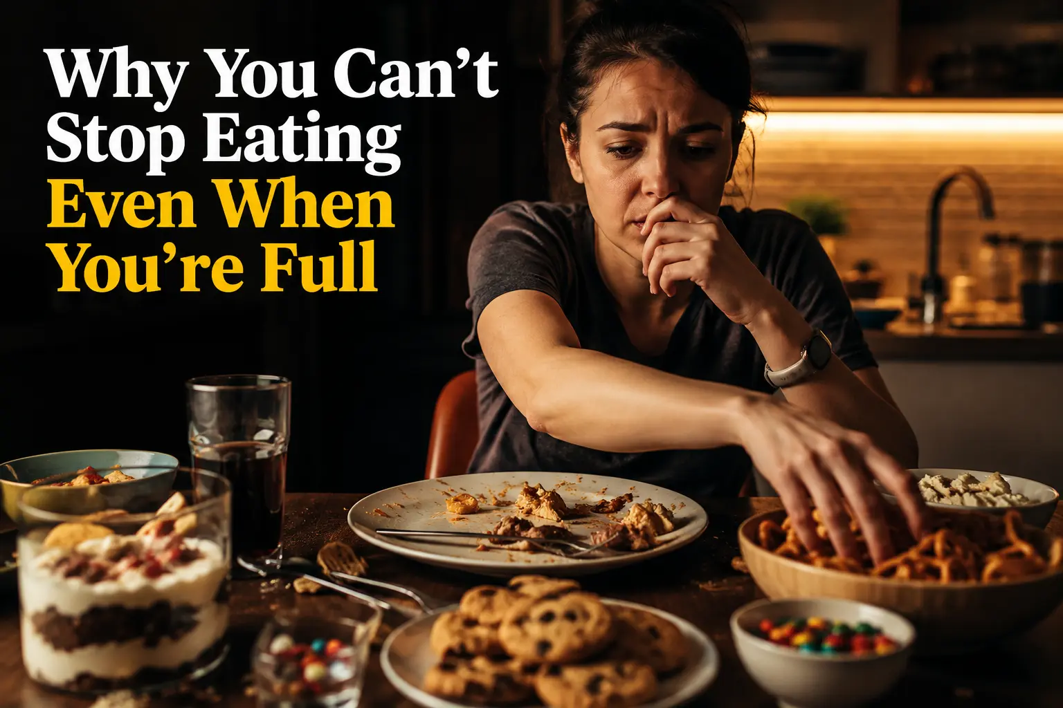 Why You Can’t Stop Eating Even When You’re Full A person continuing to eat after being full is showing overeating behavior driven by the brain reward system and delayed satiety signals.