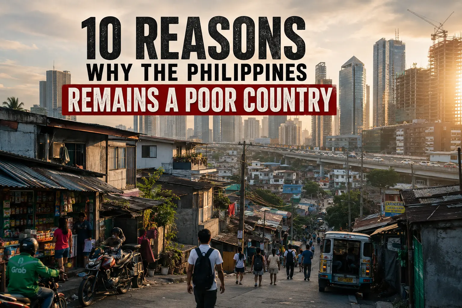 10 Reasons Why the Philippines Remains a Poor Country Philippine urban and rural communities reflecting hardship, low wages, inequality, and economic challenges