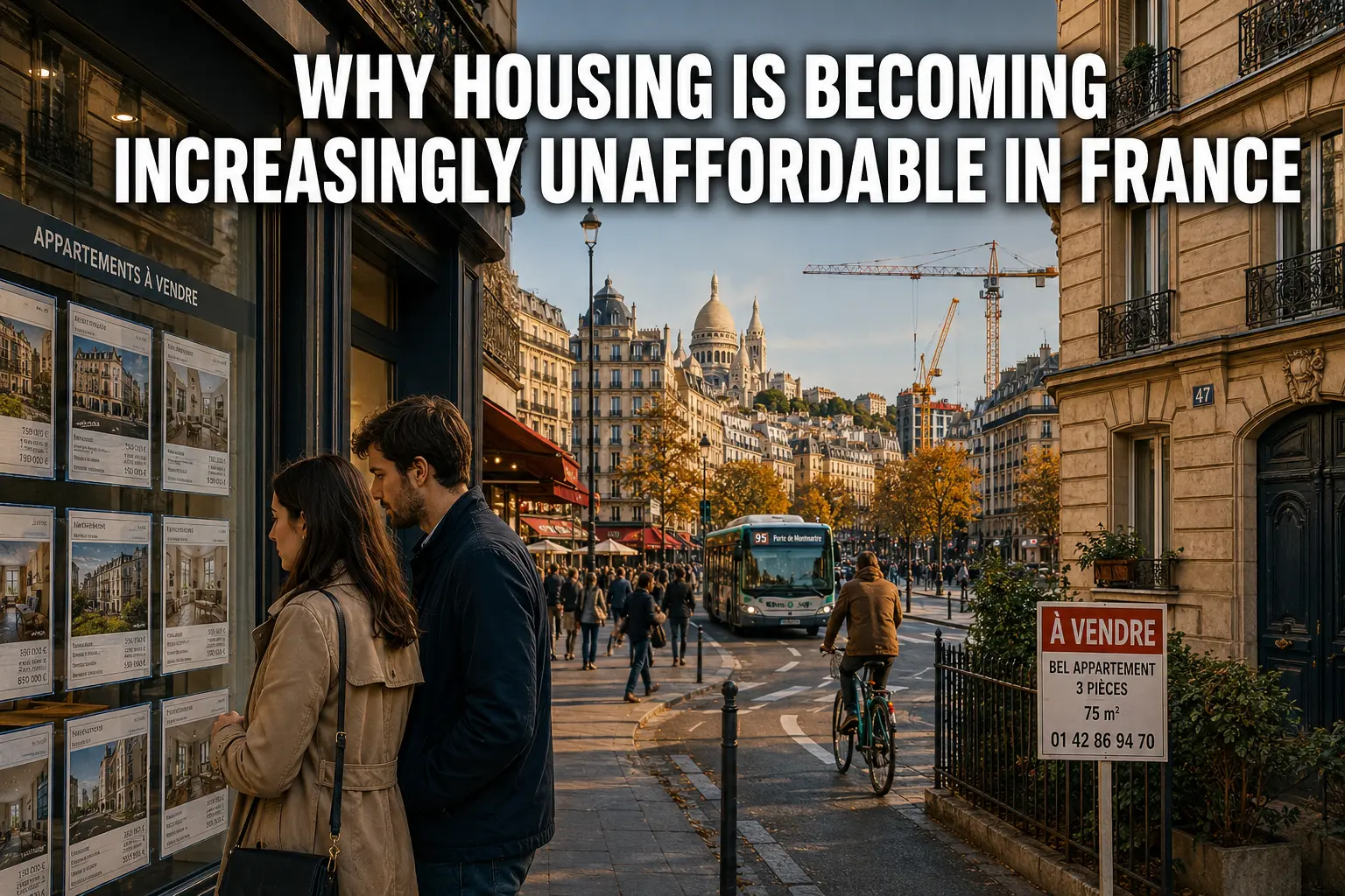 Why Housing Is Becoming Increasingly Unaffordable in France Apartment buildings and residential neighborhoods in Paris illustrating France's growing housing affordability crisis.