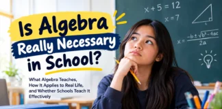 A student solving equations on a classroom whiteboard, capturing the tension between abstract mathematical concepts and their practical applications in everyday life.