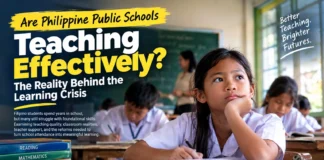 Filipino student in a public school classroom illustrating concerns about teaching effectiveness and the Philippine learning crisis.