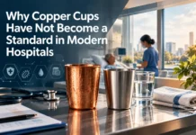 Why Copper Cups Have Not Become a Standard in Modern Hospitals An antique copper drinking cup and a modern stainless-steel tumbler illustrate questions about antimicrobial properties, material safety, and the use of copper in healthcare settings.
